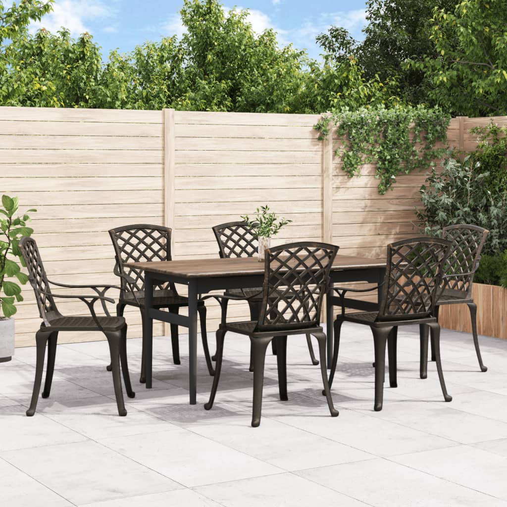Patio Chairs 6 pcs Cast Aluminum Bronze