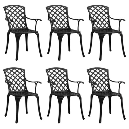 Patio Chairs 6 pcs Cast Aluminum Black
