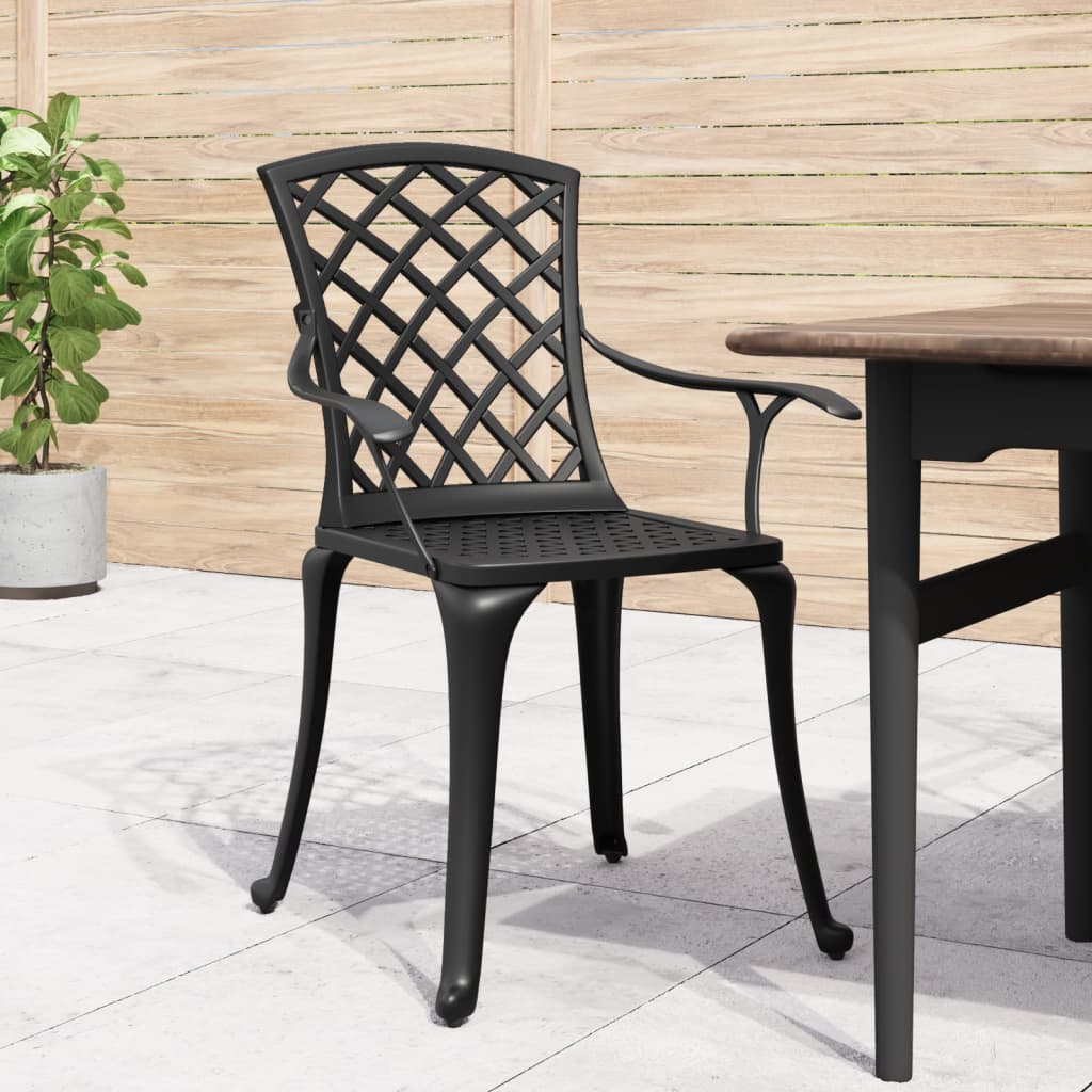 Patio Chairs 6 pcs Cast Aluminum Black