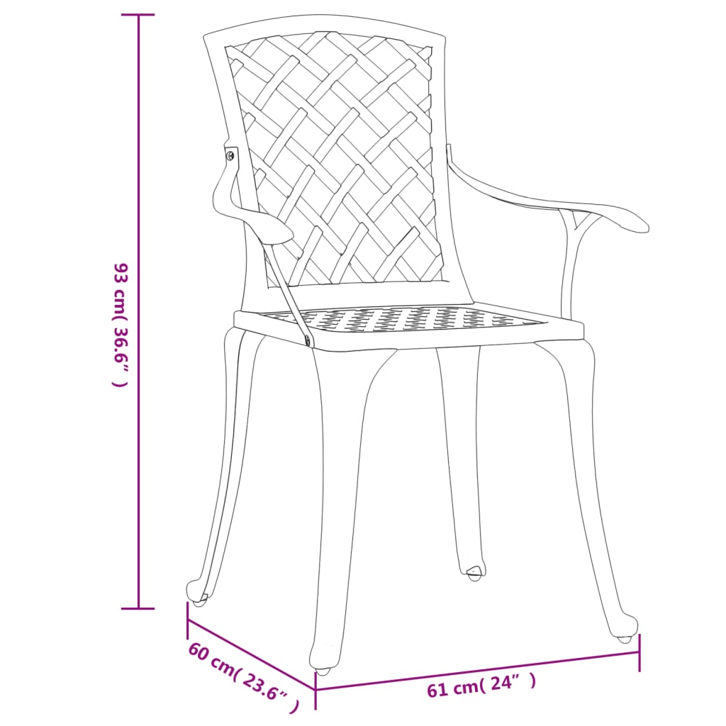 Patio Chairs 6 pcs Cast Aluminum Black