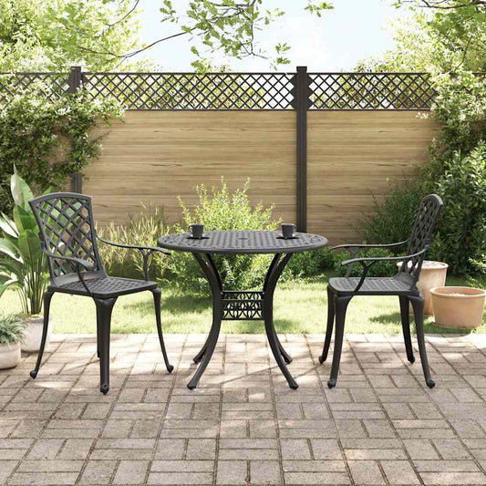 3 Piece Bistro Set Black Cast Aluminium