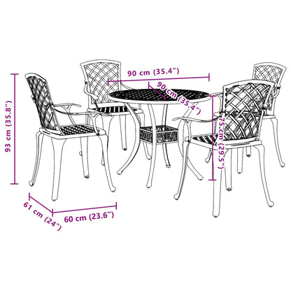 Garden Dining Set | Black | Cast aluminium | Medium | Durable