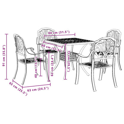 Garden Dining Set | Black | Cast aluminium | Durable