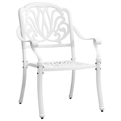 5 Piece Patio Dining Set White Cast Aluminum