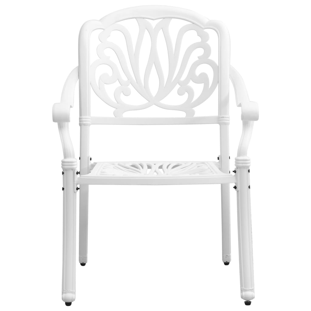 5 Piece Patio Dining Set White Cast Aluminum