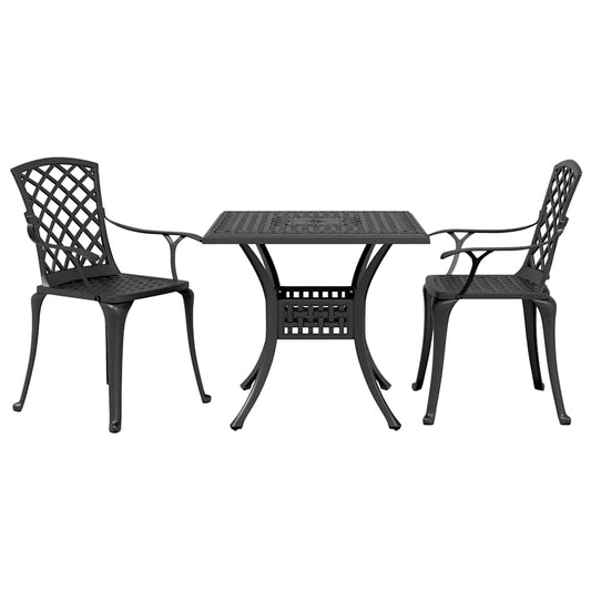 3 Piece Bistro Set Black Cast Aluminium
