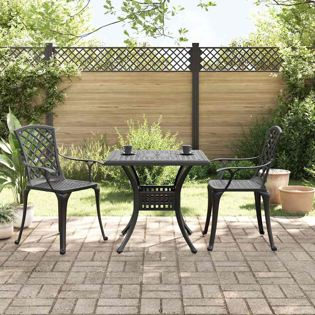 3 Piece Bistro Set Black Cast Aluminium