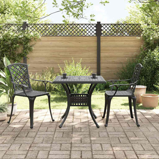 3 Piece Bistro Set Black Cast Aluminium