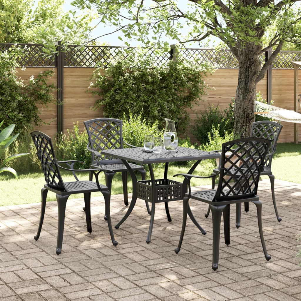 Garden Dining Set | Black | Cast Aluminium | Medium | Durable