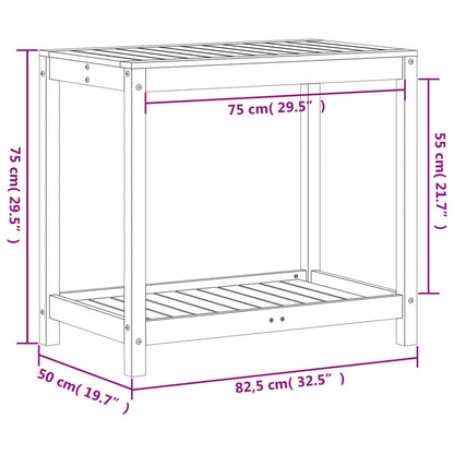 Potting Table with Shelf 82.5x50x75 cm Solid Wood Pine
