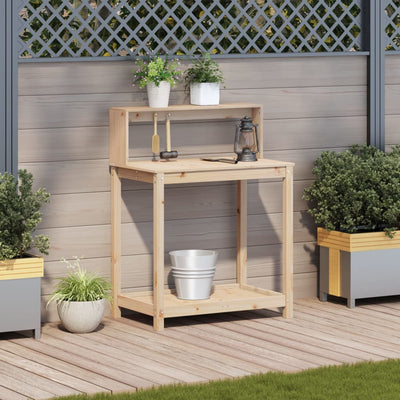 Potting Table with Shelves 32.5"x19.7"x43.1" Solid Wood Pine