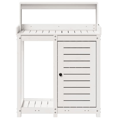Potting Table with Shelves White 82.5x50x109.5 cm Solid Wood Pine