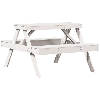 Picnic Table White 41.3"x52.8"x29.5" Solid Wood Pine