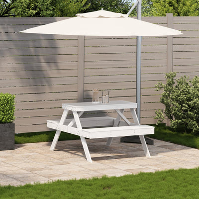Picnic Table White 41.3"x52.8"x29.5" Solid Wood Pine