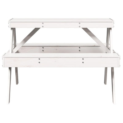 Picnic Table White 41.3"x52.8"x29.5" Solid Wood Pine