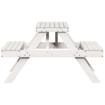 Picnic Table White 41.3"x52.8"x29.5" Solid Wood Pine