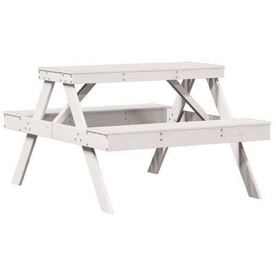 Picnic Table White 41.3"x52.8"x29.5" Solid Wood Pine