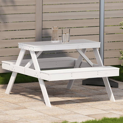 Picnic Table White 41.3"x52.8"x29.5" Solid Wood Pine