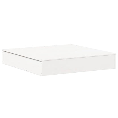 Sandpit with Cover White 111x111x19.5 cm Solid Wood Pine