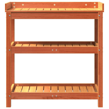 Potting Table with Shelves Brown 82.5x45x86.5 cm Solid Wood Pine