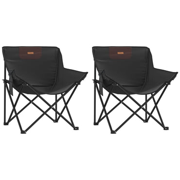 Camping Chairs with Pocket Foldable 2 pcs Black