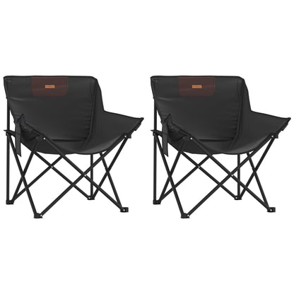 Camping Chairs with Pocket Foldable 2 pcs Black