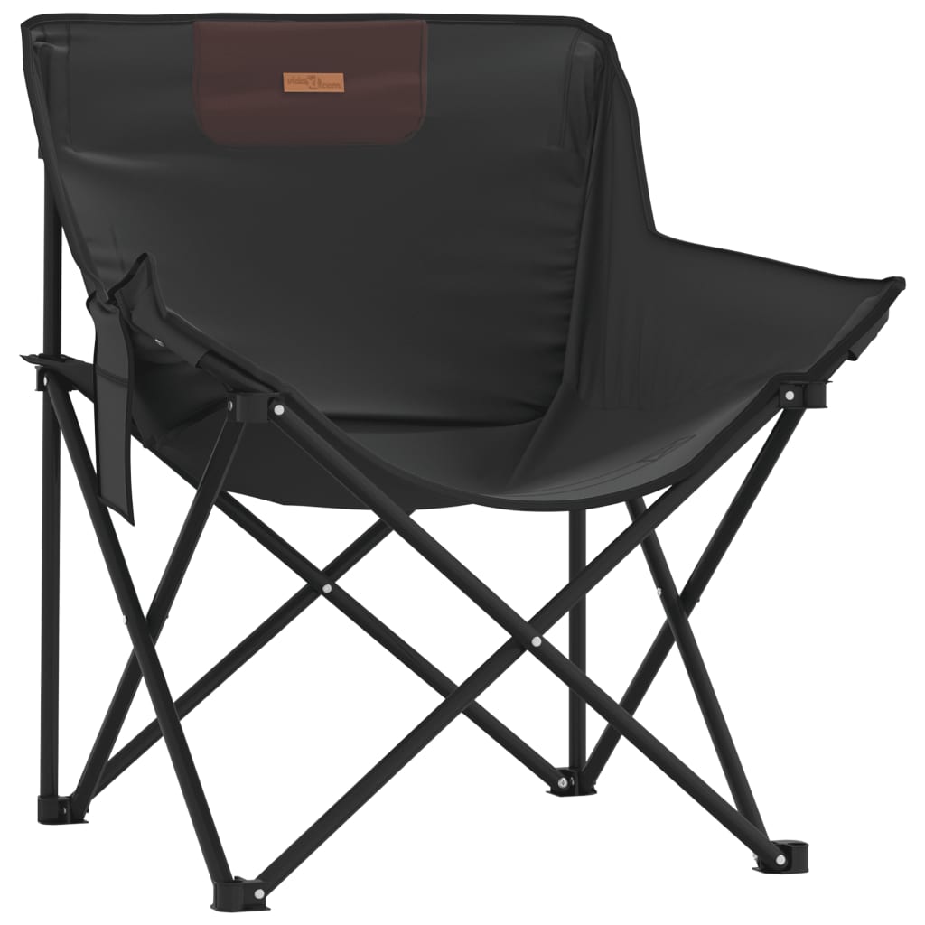 Camping Chairs with Pocket Foldable 2 pcs Black