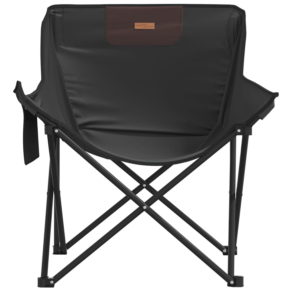 Camping Chairs with Pocket Foldable 2 pcs Black