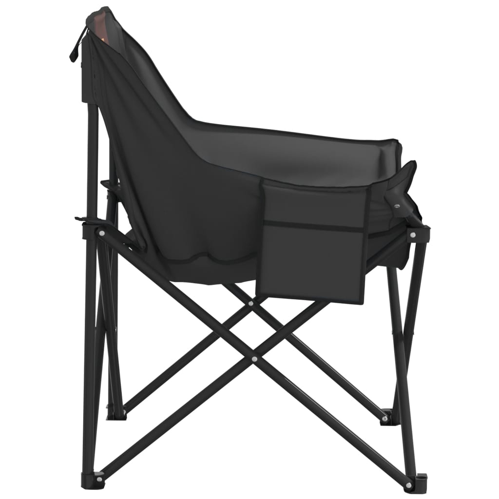 Camping Chairs with Pocket Foldable 2 pcs Black