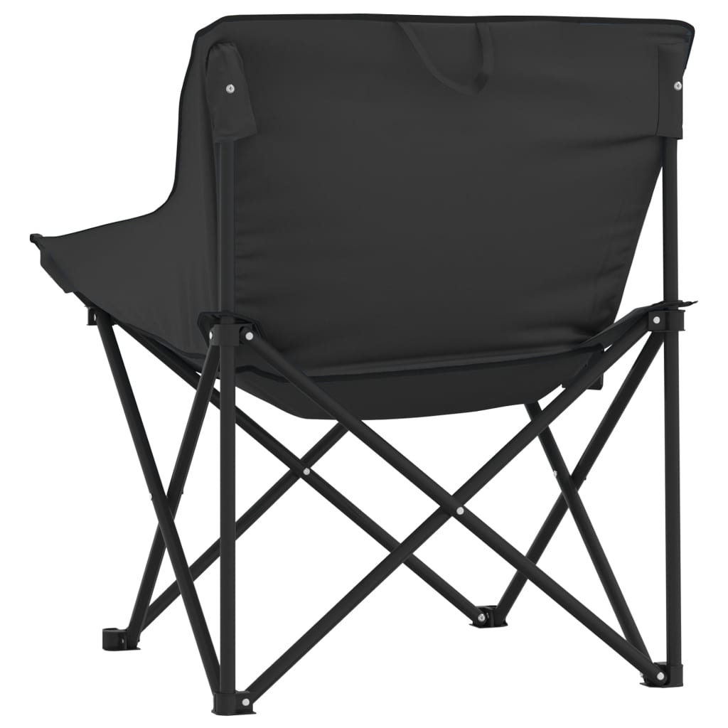 Camping Chairs with Pocket Foldable 2 pcs Black