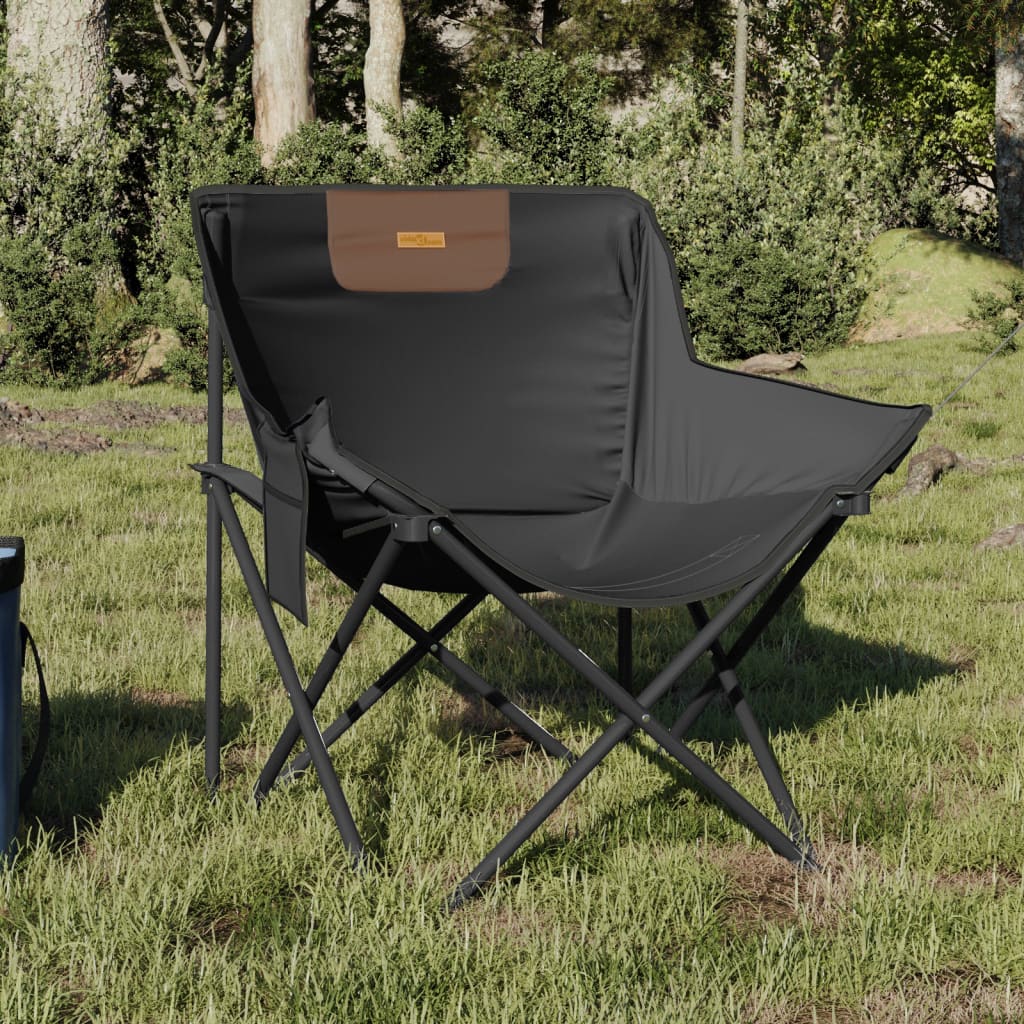 Camping Chairs with Pocket Foldable 2 pcs Black