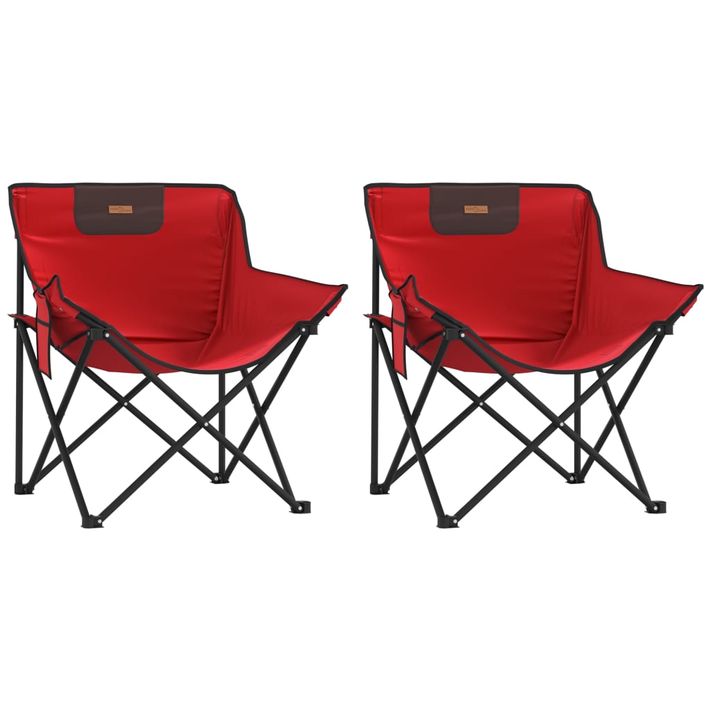 Camping Chairs with Pocket Foldable 2 pcs Red