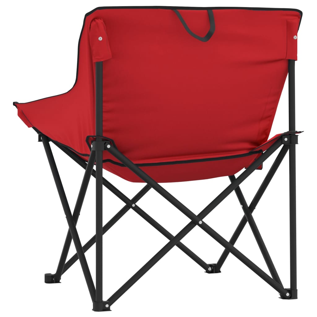 Camping Chairs with Pocket Foldable 2 pcs Red