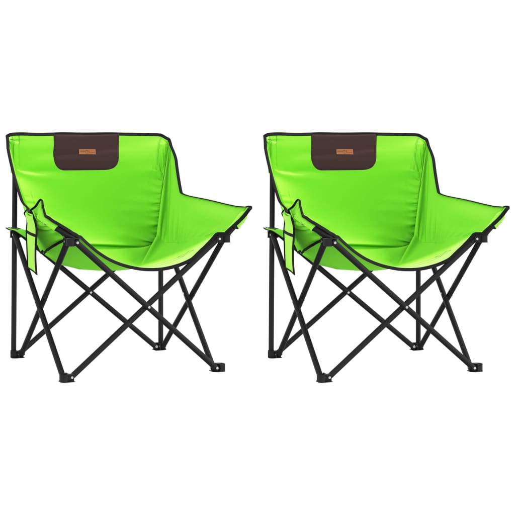 Camping Chairs with Pocket Foldable 2 pcs Green