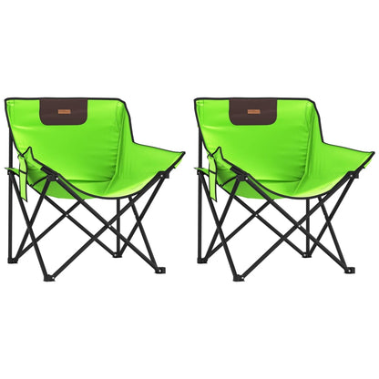 Camping Chairs with Pocket Foldable 2 pcs Green