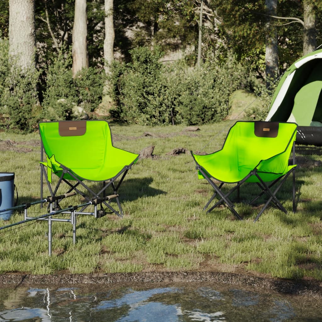 Camping Chairs with Pocket Foldable 2 pcs Green