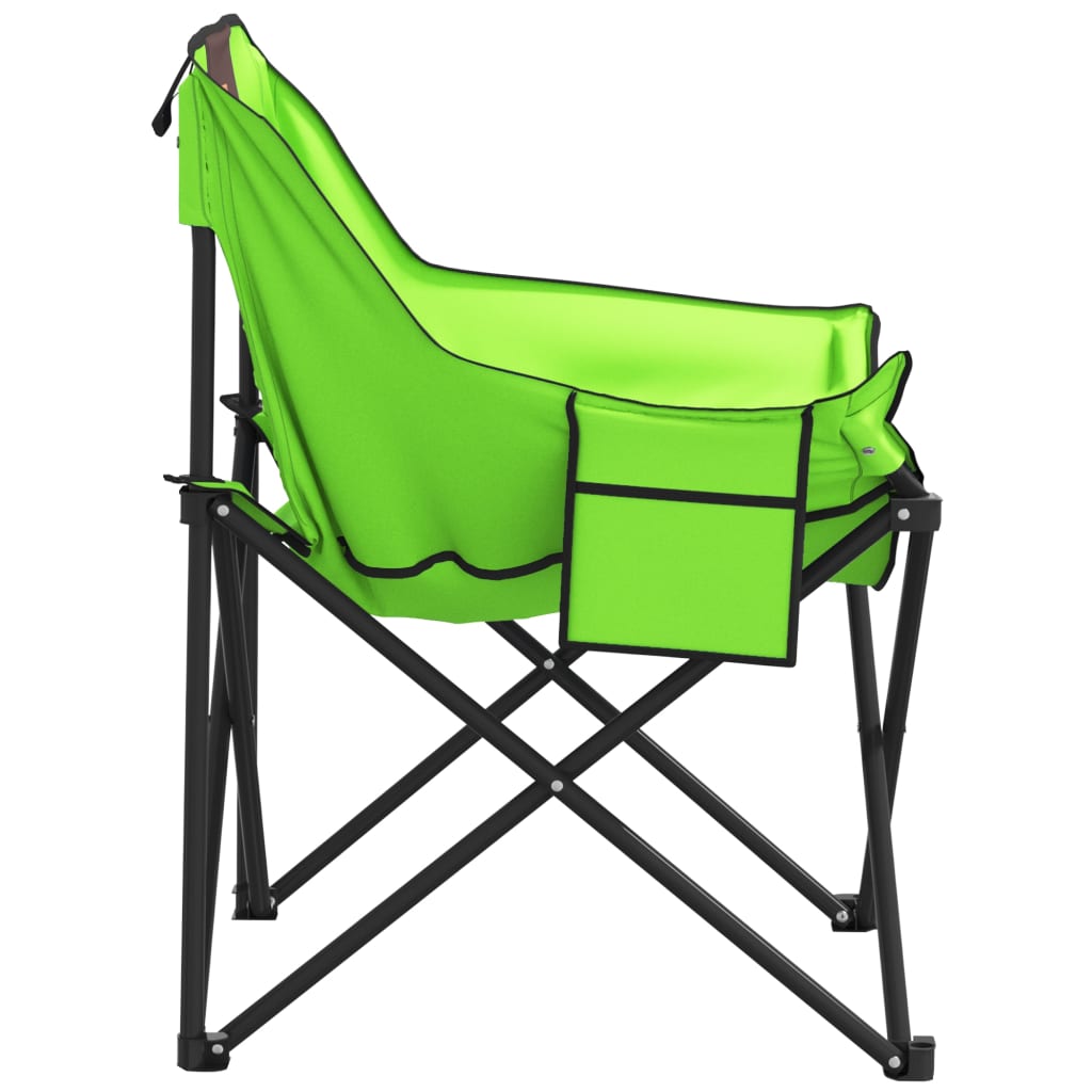 Camping Chairs with Pocket Foldable 2 pcs Green