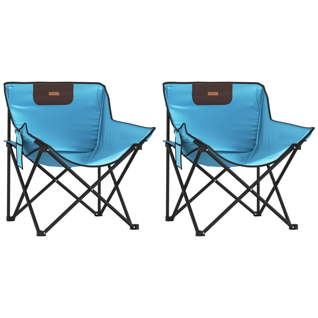 Camping Chairs with Pocket Foldable 2 pcs Bright Blue