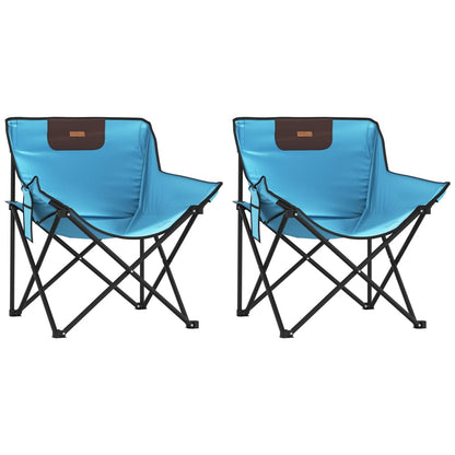 Camping Chairs with Pocket Foldable 2 pcs Bright Blue