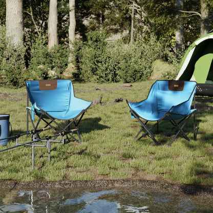 Camping Chairs with Pocket Foldable 2 pcs Bright Blue