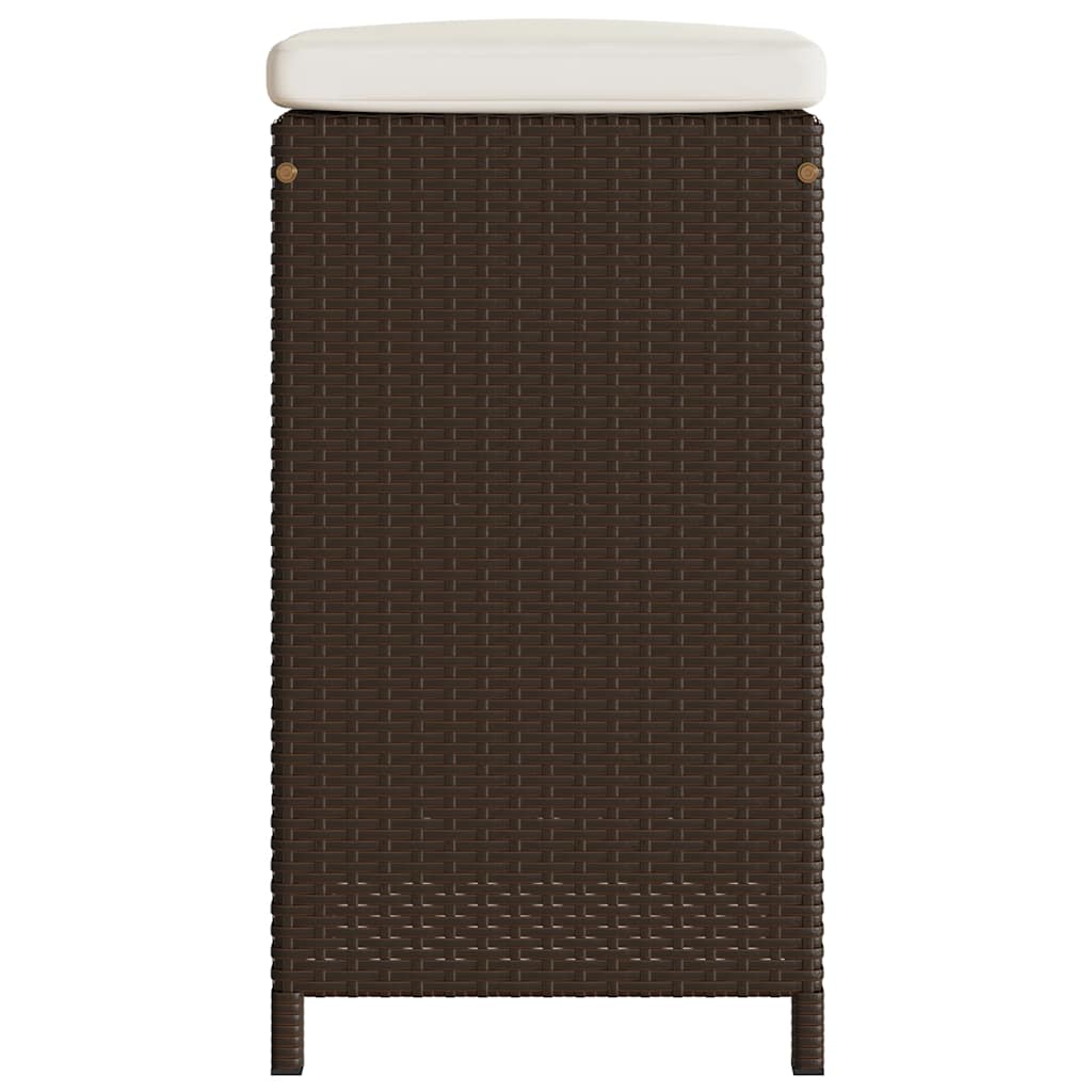 Patio Bar Stools with Cushions 2 pcs Brown Poly Rattan