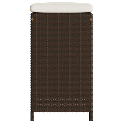 Patio Bar Stools with Cushions 2 pcs Brown Poly Rattan