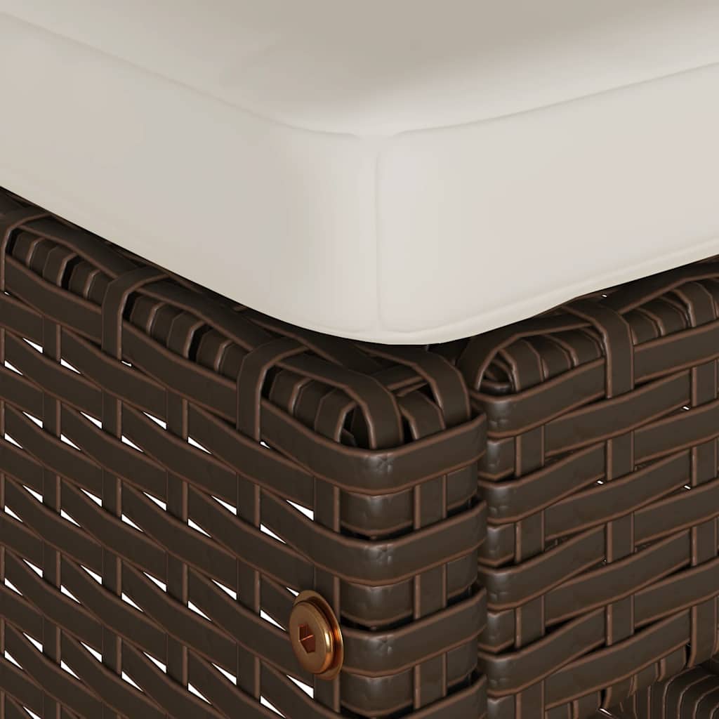 Patio Bar Stools with Cushions 2 pcs Brown Poly Rattan