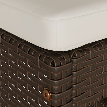Patio Bar Stools with Cushions 2 pcs Brown Poly Rattan