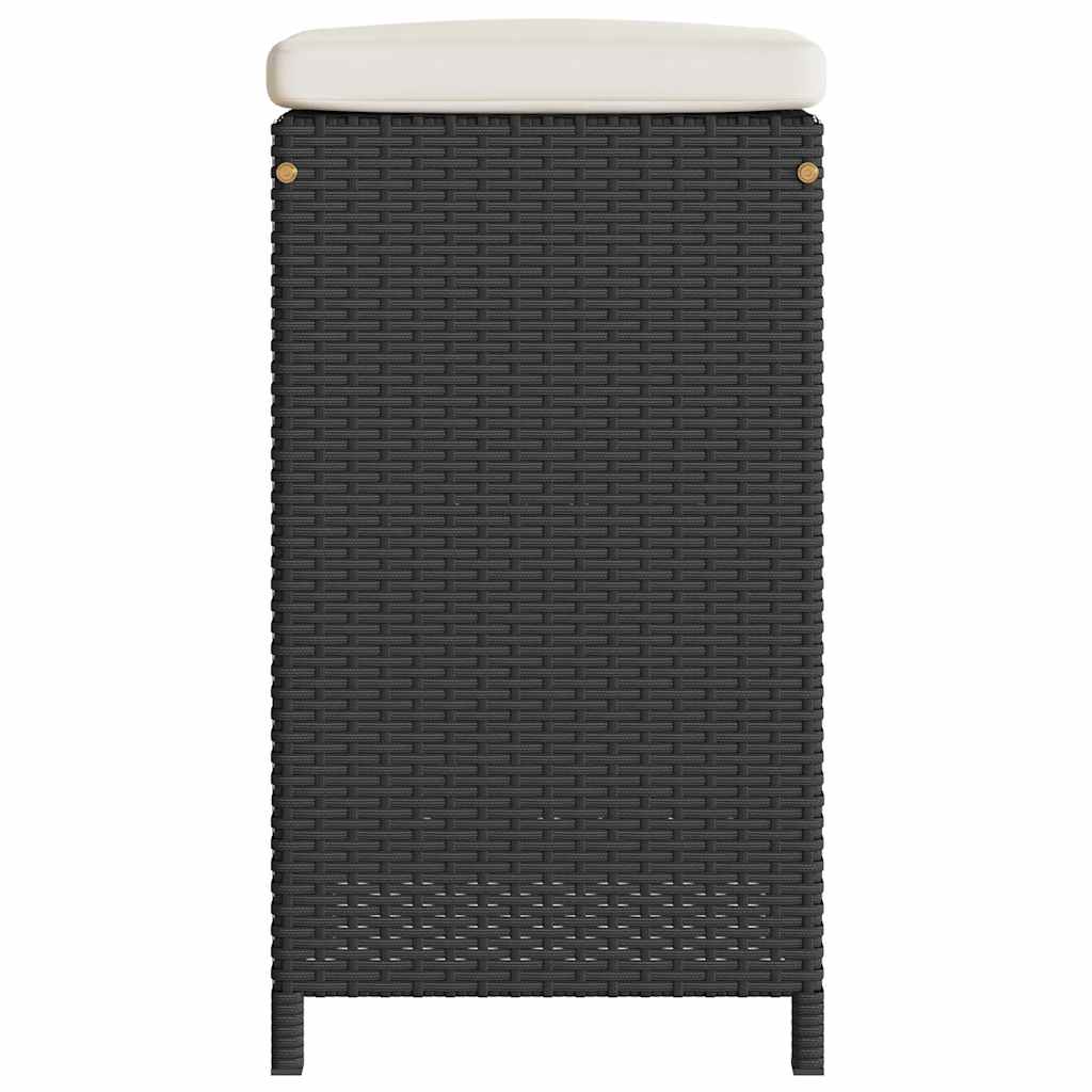 Patio Bar Stools with Cushions 2 pcs Black Poly Rattan