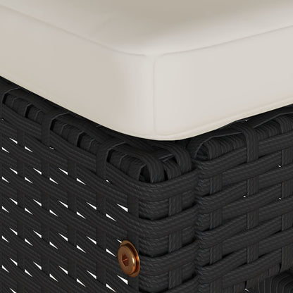 Patio Bar Stools with Cushions 2 pcs Black Poly Rattan
