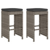 Garden Bar Stools with Cushions 2 pcs Grey Poly Rattan