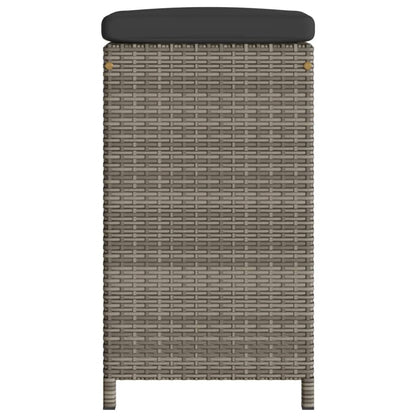Patio Bar Stools with Cushions 2 pcs Gray Poly Rattan