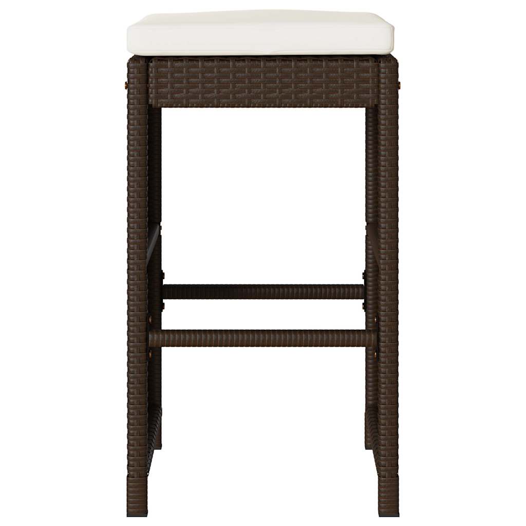Patio Bar Stools with Cushions 4 pcs Brown Poly Rattan