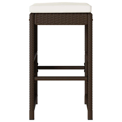 Patio Bar Stools with Cushions 4 pcs Brown Poly Rattan
